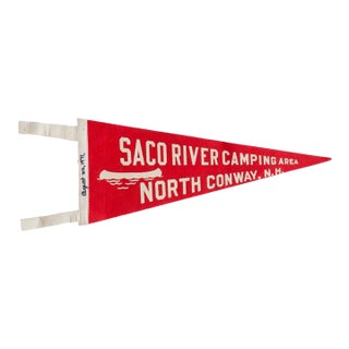Vintage Saco River Camping Area New Hampshire Felt Flag Pennant For Sale