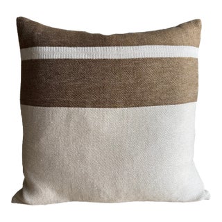 Railroad Stripe Belgian Linen Pillow With Zipper For Sale