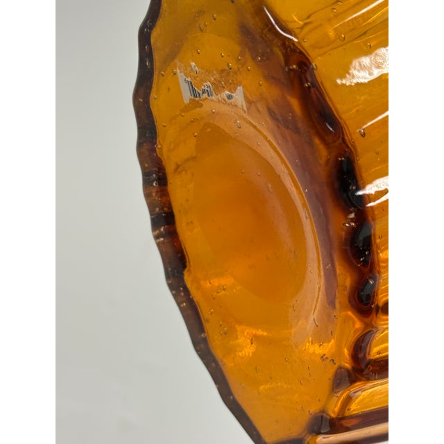 Diamond Star Amber Pressed Glass Fan Form Decanter + Hobnail Stopper, Vintage For Sale - Image 11 of 12