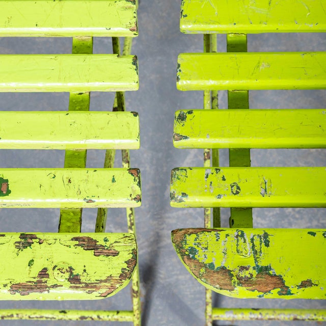 English Pavilion Lime Green Folding Chairs, 1950s, Set of 6 For Sale - Image 9 of 11