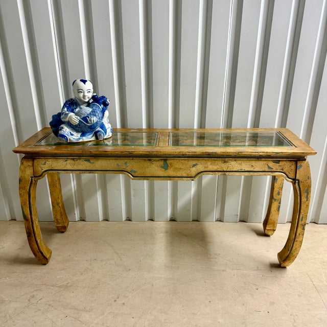 Barbara Barry Vintage Palm Beach Regency Chinoiserie Light Blue Parcel Gilt Ming Style Console Table -Newly Painted For Sale - Image 4 of 18