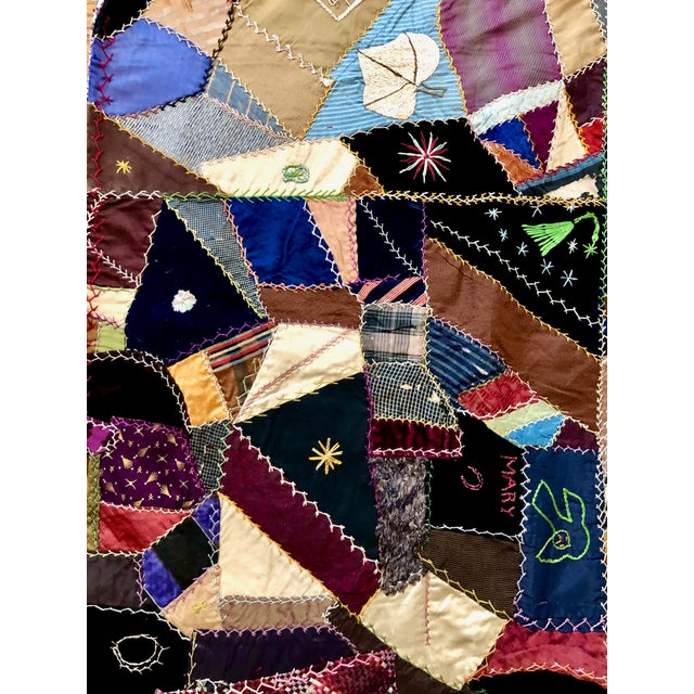 Late 19th-Century American Crazy Quilt For Sale - Image 9 of 11