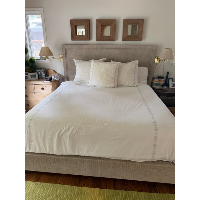 Tribal Palecek Woodside White Sand King Bed Frame For Sale - Image 3 of 9