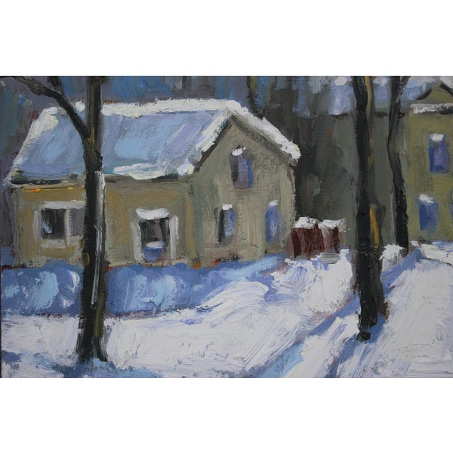 Contemporary Winterscape Oil Painting Landscape For Sale - Image 4 of 11
