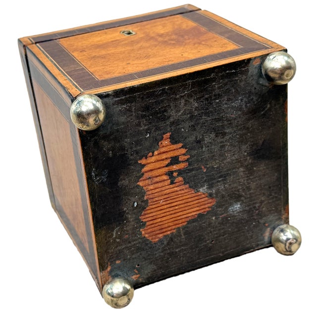 18th Century 18th Century George III Satinwood Square Tea Caddy, 1790 For Sale - Image 5 of 10