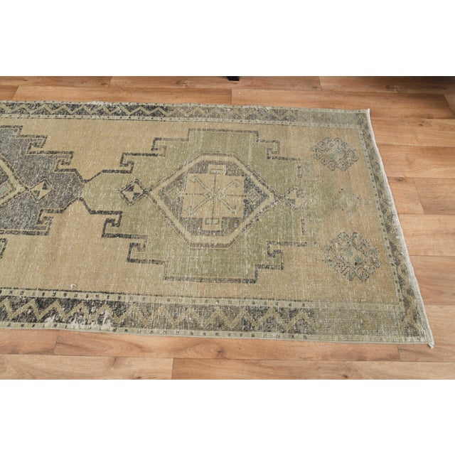 Islamic 1970s Vintage Handmade Wool Cotton Beige Runner Rug For Sale - Image 3 of 11