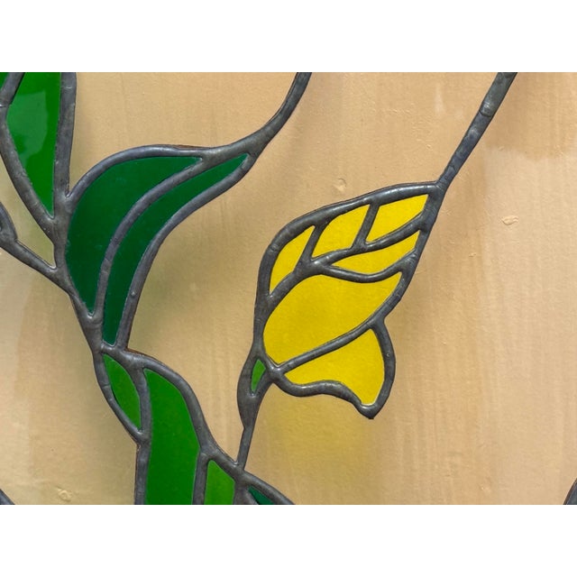 Tori Framed Stained Glass Floral Panel With Roses, Vintage For Sale In San Francisco - Image 6 of 12