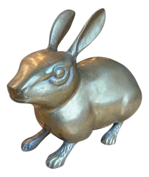 1970s Large Solid Brass Patina Rabbit