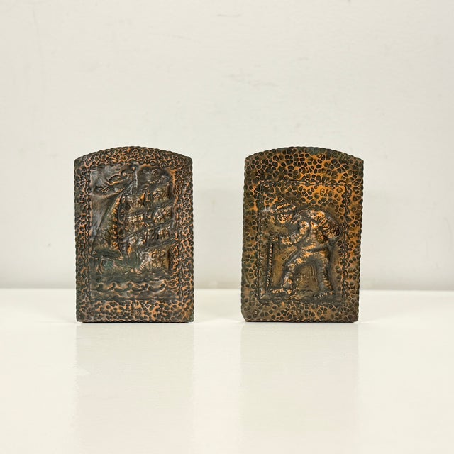 Art Nouveau Copper Bookends with Decorative Motifs, 1920s-1930s, Set of 2 For Sale - Image 12 of 12