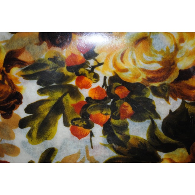 Yellow Vintage Fiberglass Fall Motif Serving Bowl For Sale - Image 8 of 9