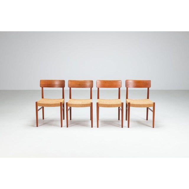 Danish Dining Chairs in Teak and Paper Cord, Denmark, 1960, Set of 4 For Sale - Image 4 of 16