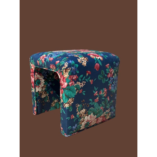 Vintage 80’s waterfall footstool upholstered in a floral cotton chintz upholstery.