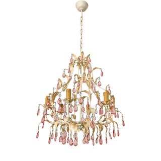 Metal and Glass Chandelier, 1960s For Sale