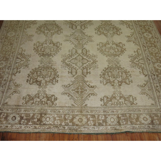 Folk Art Antique Zabihi Collection Turkish Oushak Neutral color Rug - 9'9" x 12'2" For Sale - Image 3 of 8