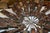 Brutalist Brass / Copper Colored Metal & Iron Jere Style Circular Windmill Wall Hanging Art For Sale - Image 9 of 13