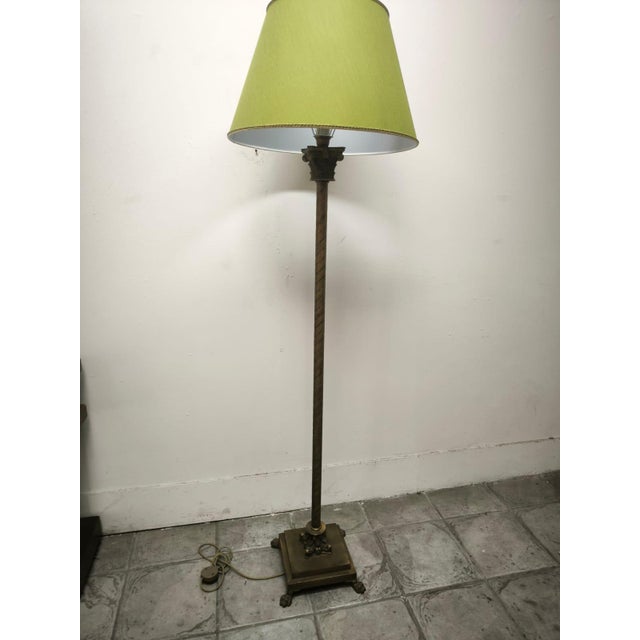 Floor Lamp with Brass Capitals and Fabric Lampshade, 1980s For Sale - Image 11 of 18