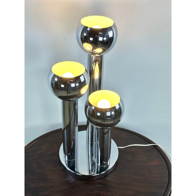 Silver Vintage Space Age Chrome Table Lamp, 1970s For Sale - Image 8 of 13