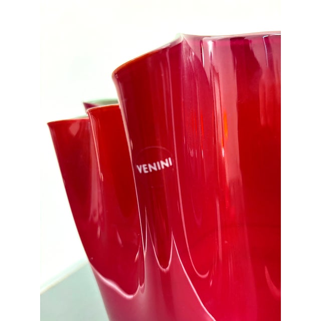 Red and Sage Green Cartoccio Vase by Paolo Venini for Venini, 2008 For Sale - Image 3 of 6