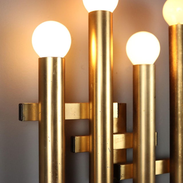 Brass-Plated Metal Wall Lamp, 1970s For Sale - Image 5 of 8