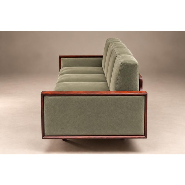 Brazilian Modern Rosewood Sofa in Celadon Mohair by Celina, Brazil, 1960s For Sale - Image 12 of 18