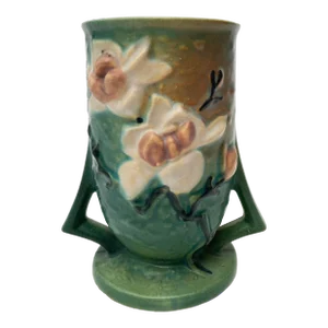 1940s Magnolia Green by Roseville Vase With Arms 87-6