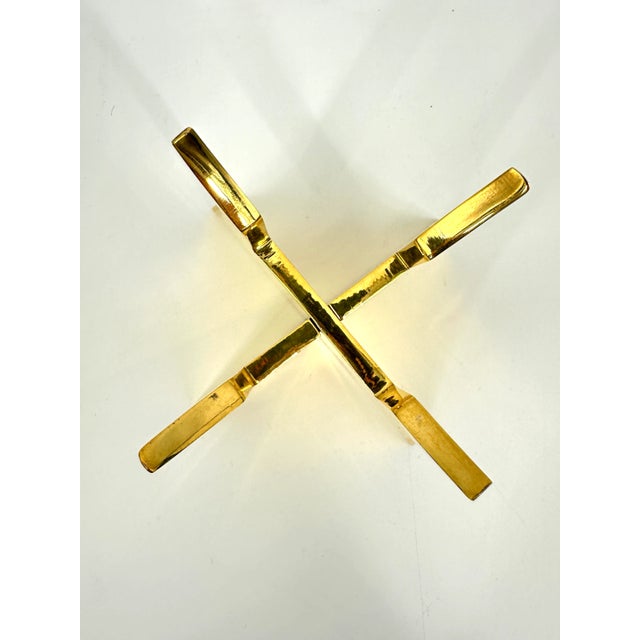 Hand Blown Frosted Glass Globe Led Tea Light Holder With Brass Base For Sale - Image 12 of 12