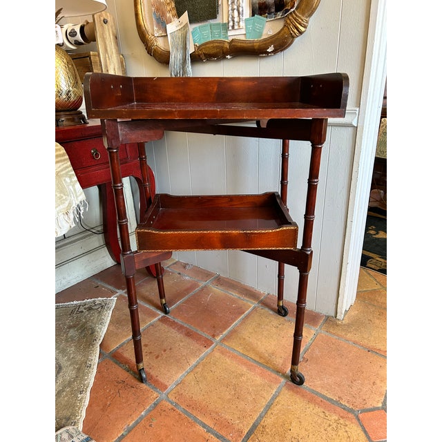 Early 20th Century Ferguson Bros. Tiered Patial Gilt Mahogany Folding Rafraichissoir Butler Tray Trolley For Sale - Image 4 of 16