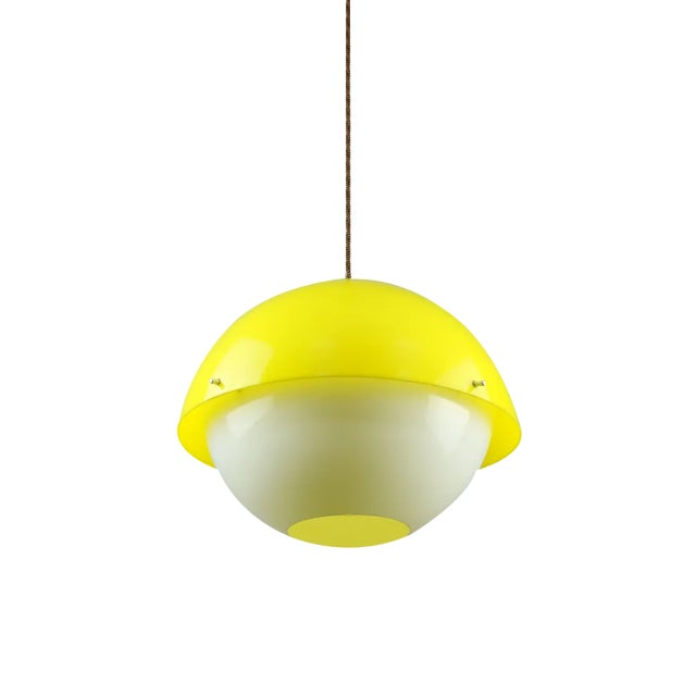 Space Age Yellow Acrylic Glass Pendant Lamp, 1970s For Sale