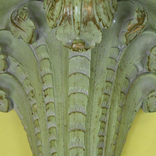 Art Deco Pair of Green Ornamental Brackets For Sale - Image 3 of 3