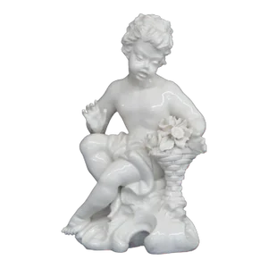Porcelain White Cherub Sculpture Figurine Made in Italy