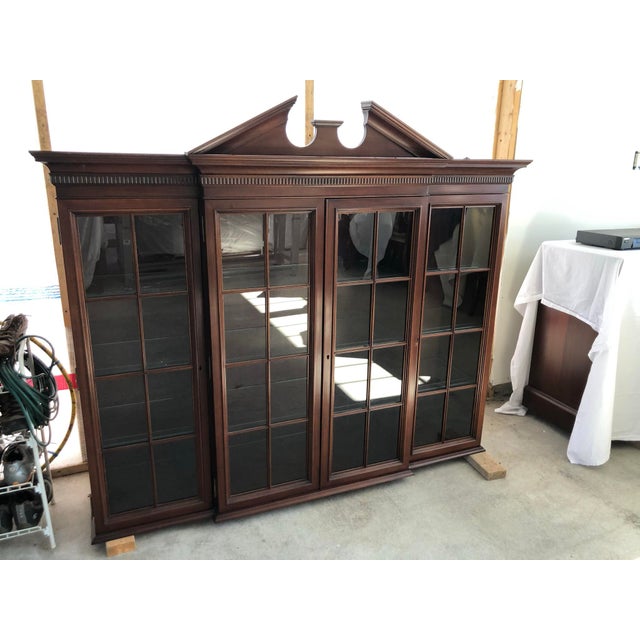 Wood Chippendale China Cabinet Hutch Solid Mahogany For Sale - Image 7 of 13