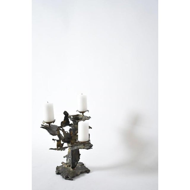 Brutalist candle holder, 1960s. Height: 29 cm - 11.42 in Length: 23 cm - 9.06 in Width: 23 cm - 9.06 in