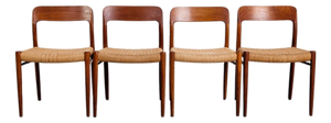 Model 75 Chairs in Teak by Niels Otto Møller for J. L. Møllers, Set of 4