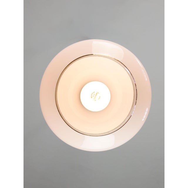 Metal Mid-Century Modern Italian White Glass and Brass Pendant Lamp, 1960s For Sale - Image 7 of 13