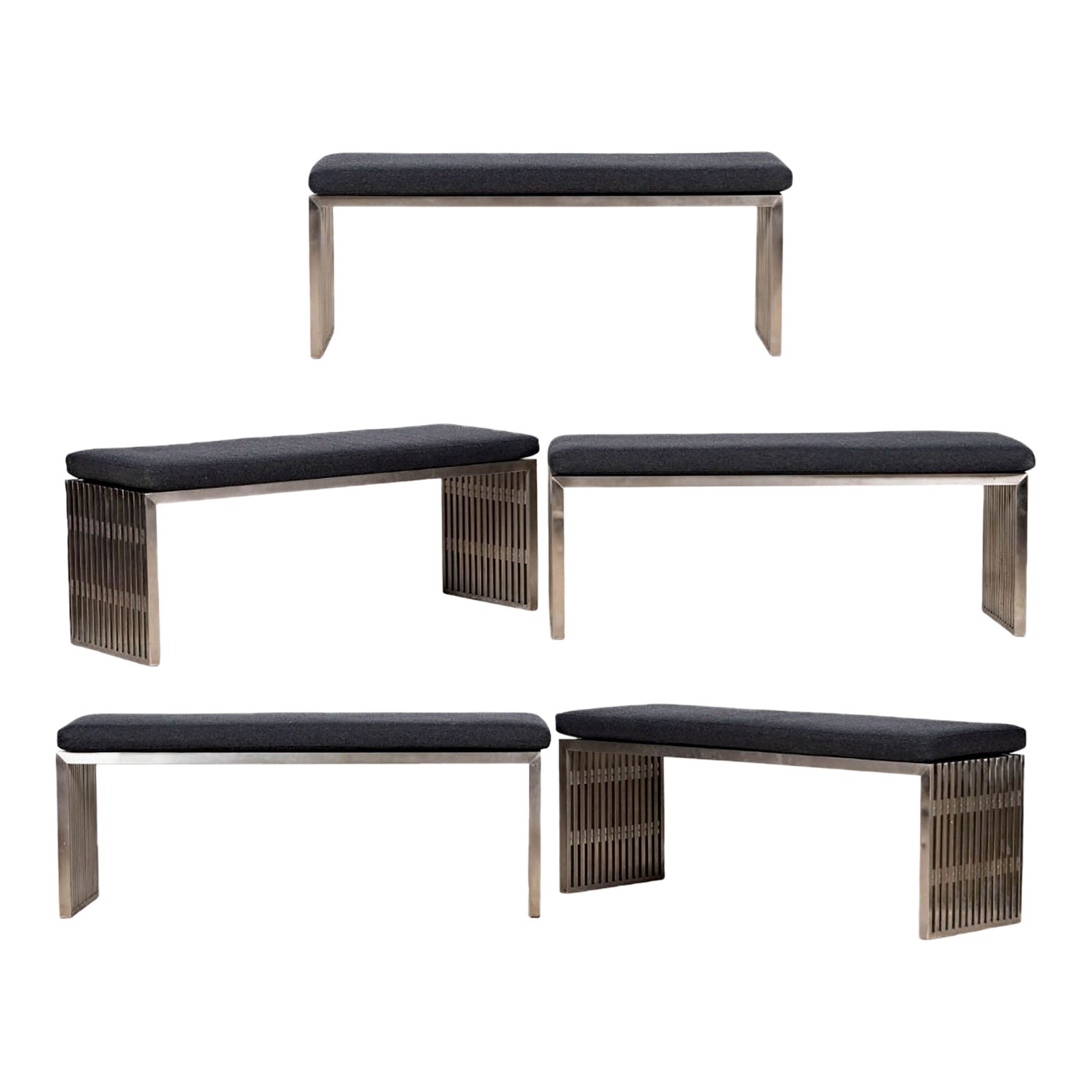 Late 20th Century Set of Five Custom Modern Brushed Stainless Steel ...