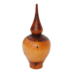 1990's Artist Signed Hand-Turned Juniper Wood Sculptural Pot