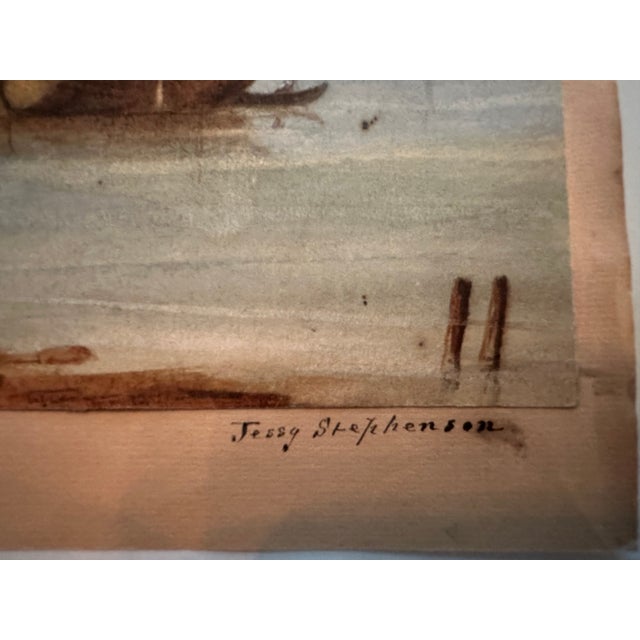 Rustic European Antique Original Watercolor For Sale - Image 3 of 3