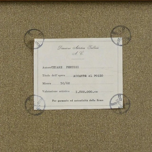 Cesare Peruzzi, Next to the Well, Oil on Canvas, Framed For Sale - Image 6 of 10