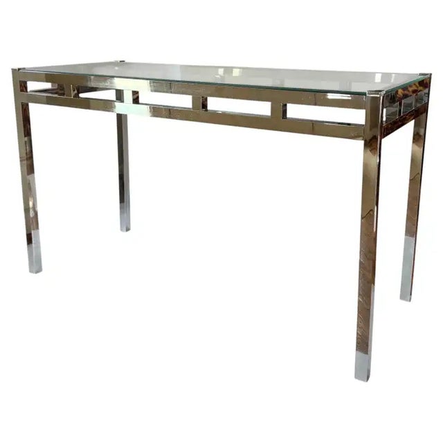 Studio Willy Rizzo Mid Century Modern Willy Rizzo Style Chrome and Glass Console Table, 1970's For Sale - Image 4 of 7