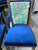 Set of 8 John Stuart Mid-Century Dining Chairs – Hollywood Regency Newly Upholstered in Thibaut Designer Fabric With a Rich Navy Velour on the Seats. For Sale - Image 6 of 12