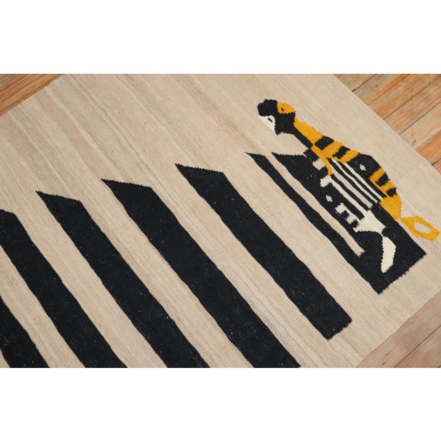 Late 20th Century Late 20th Century Abstract Penguin Pictorial Persian Flat-Weave - 3'7" x 3'11" For Sale - Image 5 of 6