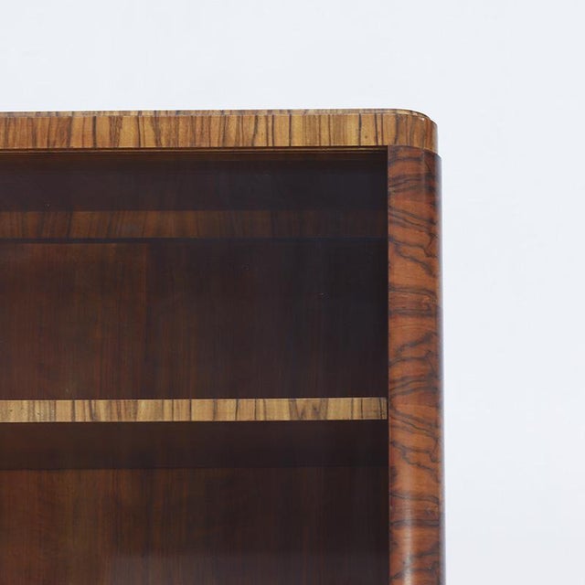 Wood Large Art Deco Walnut Display Bookcase, 1930s For Sale - Image 7 of 13