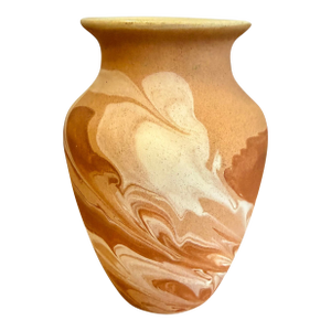 Vintage Brown and White Swirl Handmade Sevierville Tennessee Pottery Vase