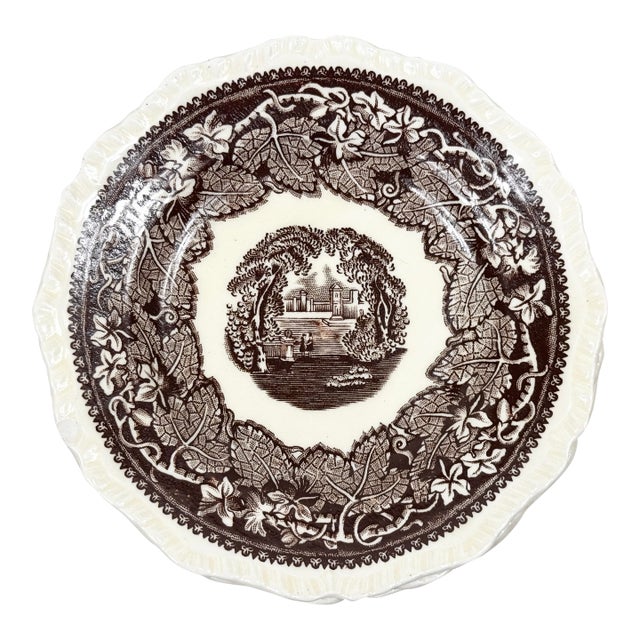 Vintage Mason’s Vista Brown Transfer-Ware Dessert Plates-Set of 4 For Sale