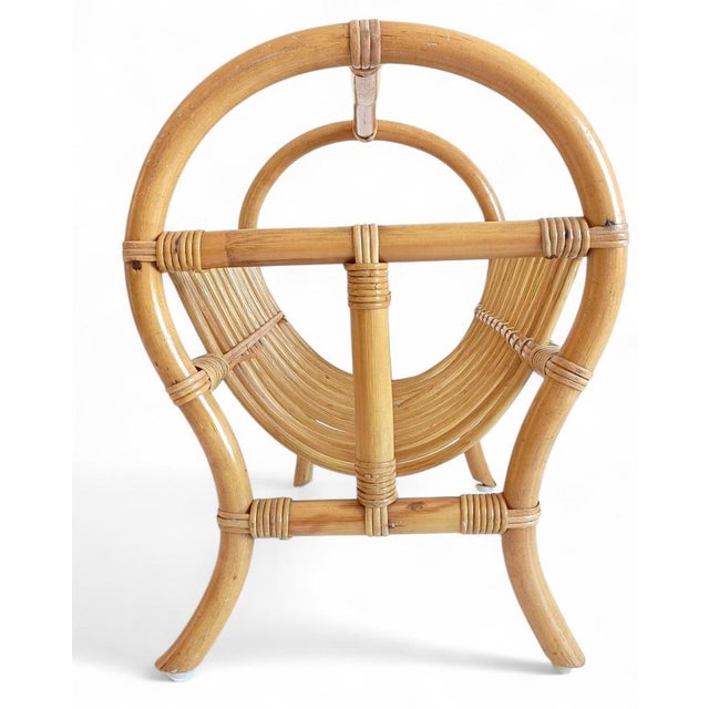 Wood French Riviera Magazine Rack in Bamboo Rattan, 1960s For Sale - Image 7 of 11