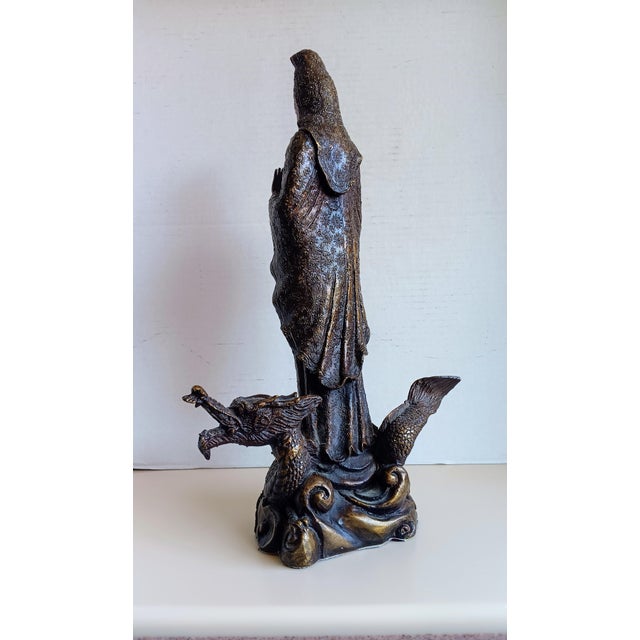 Chinese Early 20th Century Bronze Bodhisattva Goddess Kuan Yin on Cloud Dragon For Sale - Image 3 of 8