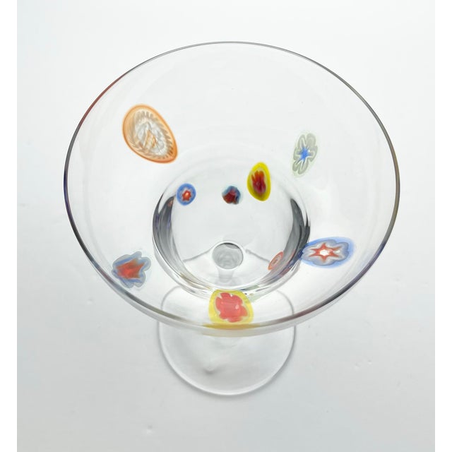 Contemporary Colorful Millefiori Confetti Blown Glass Margarita Glasses - Set of 4 For Sale In Dallas - Image 6 of 8