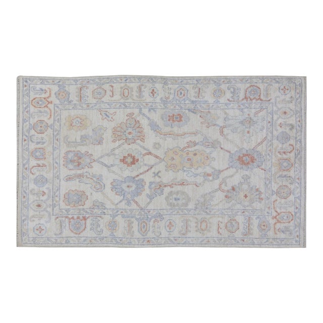 Turkish Oushak Hand Knotted Wool Rug, 4'10"x7' For Sale