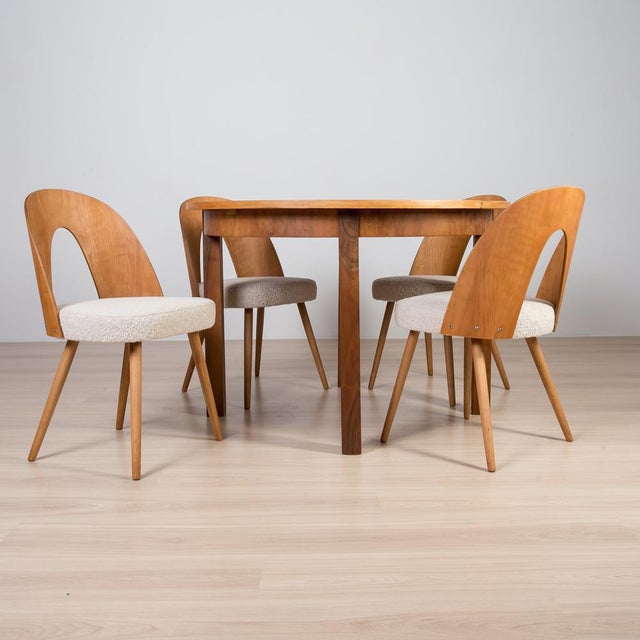 Walnut Dining Set by Antonín Šuman, 1960s, Set of 5 For Sale - Image 3 of 15