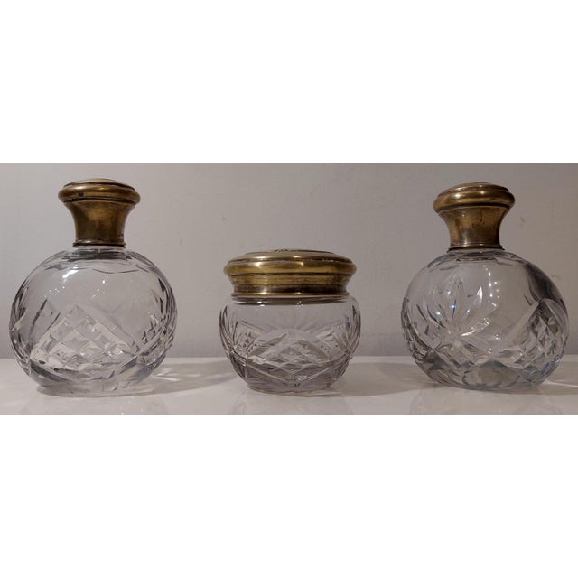 Antique Crystal and Silver Vanity Set, 1920s, Set of 3 For Sale - Image 6 of 18